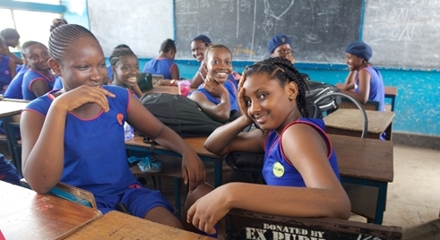 Happy Girls in class